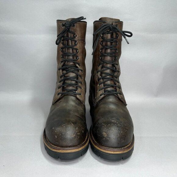 Red Wing Logger Boots Men's 8.5 Gore-Tex‎ Brown Leather Lace Up Steel Toe Work - Picture 2 of 14